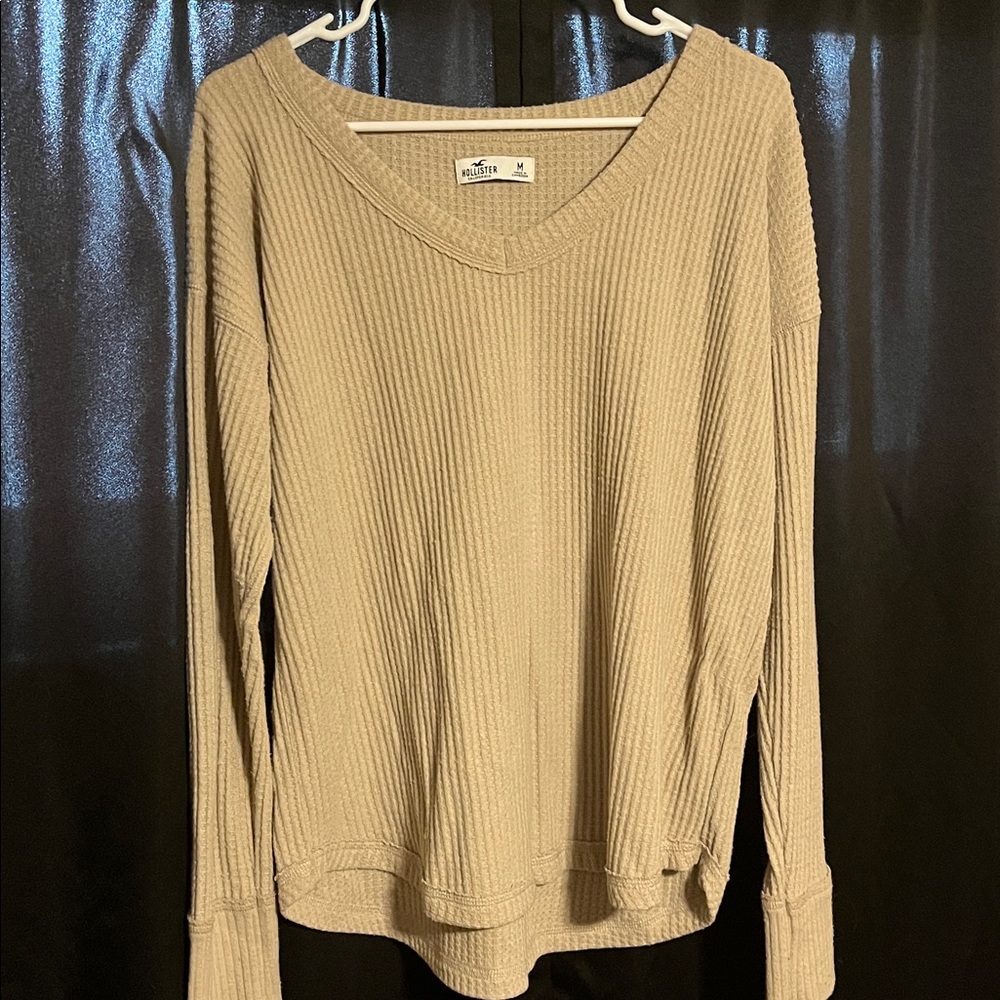 Hollister Beige Ribbed Knit Sweater